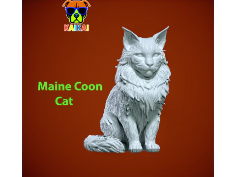 Modello del gatto Maine Coon - Statua del gatto del Maine - stampa 3D Modello di stampa 3D