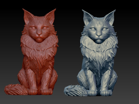 Maine Coon cat model - Maine cat statue - 3D print 3D 프린트 모델