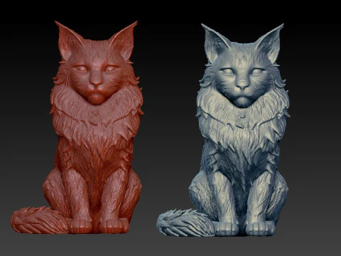 Maine Coon cat model - Maine cat statue - 3D print 3D Print Model