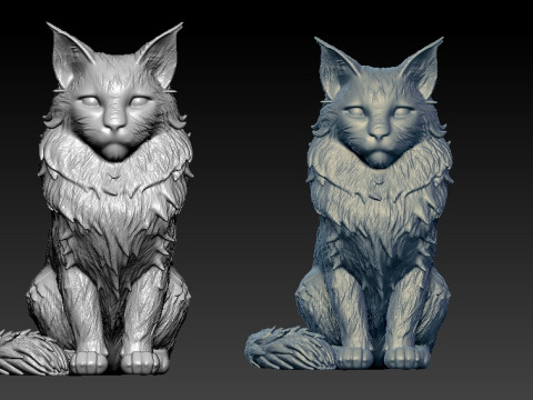 Maine Coon cat model - Maine cat statue - 3D print 3D 프린트 모델