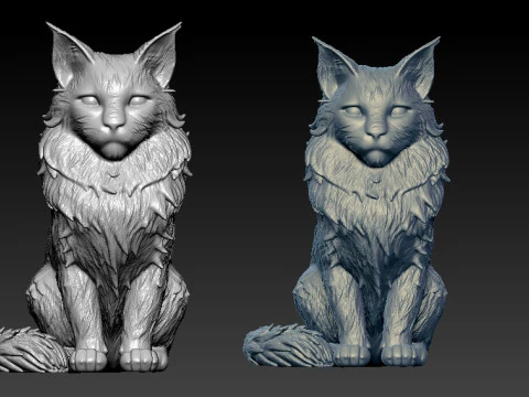 Maine Coon cat model - Maine cat statue - 3D print 3D Print Model