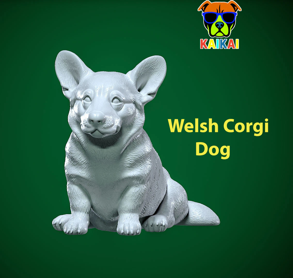 Pembroke Welsh Corgi sitting13 - statue - 3D print 3D Print Model .c4d .max .obj .3ds .fbx .stl .blend 