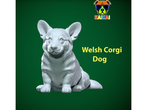 Pembroke Welsh Corgi sitting13 - statue - 3D print 3Dプリントモデル