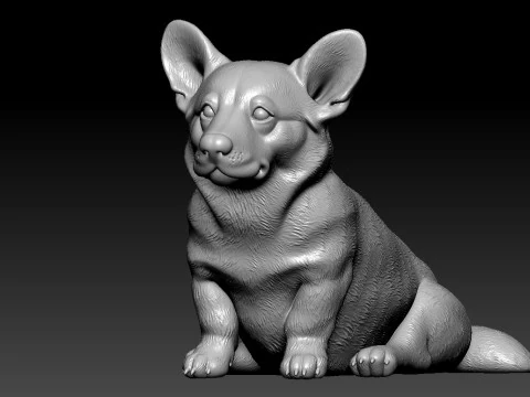 Pembroke Welsh Corgi sitting13 - statue - 3D print 3D Print Model