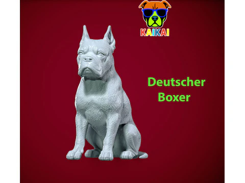 ドイツのボクサー犬 - ボクサー テデスコ犬 - 像 - 3D プリント 3Dプリントモデル