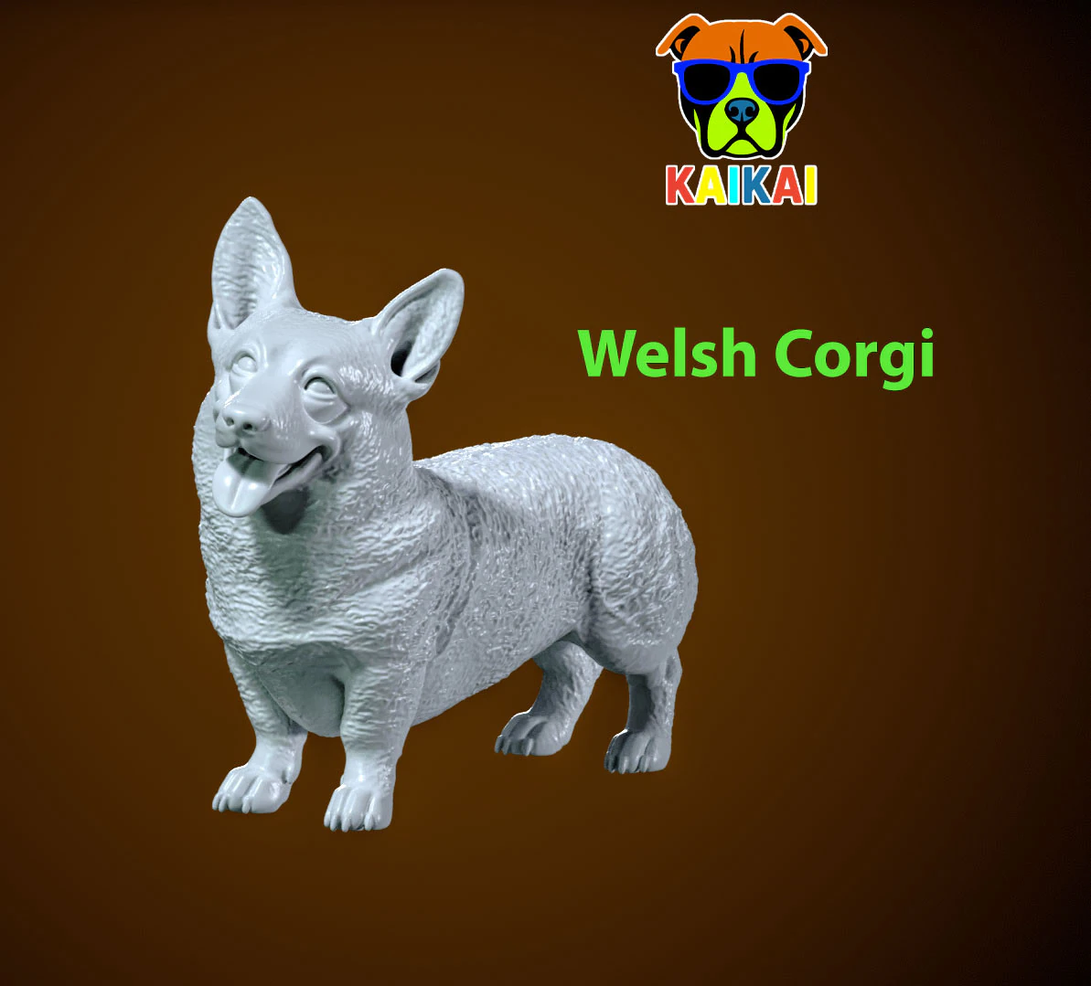 Pembroke Welsh Corgi Bobtail Dog model - statue - 3D print 3D Print Model .c4d .max .obj .3ds .fbx .stl .blend