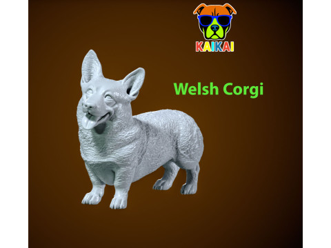 Pembroke Welsh Corgi Bobtail Dog model - statue - 3D print 3Dプリントモデル