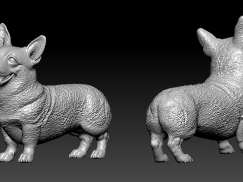 Pembroke Welsh Corgi Bobtail Dog model - statue - 3D print 3Dプリントモデル