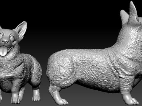 Pembroke Welsh Corgi Bobtail Dog model - statue - 3D print 3Dプリントモデル