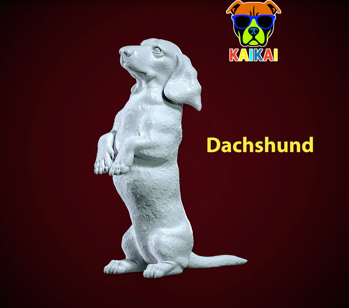 Dachshund Dog standing statue - Dachshund model - 3D print 3D Print Model .c4d .max .obj .3ds .fbx .stl .blend 