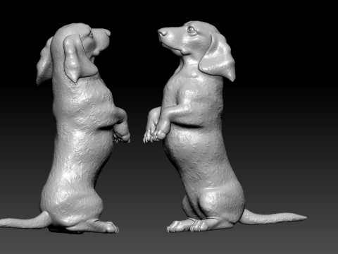 Dachshund Dog standing statue - Dachshund model - 3D print 3Dプリントモデル