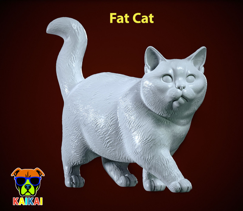 Cat fat model - cat statue - 3D print 3D Print Model .c4d .max .obj .3ds .fbx .stl .blend