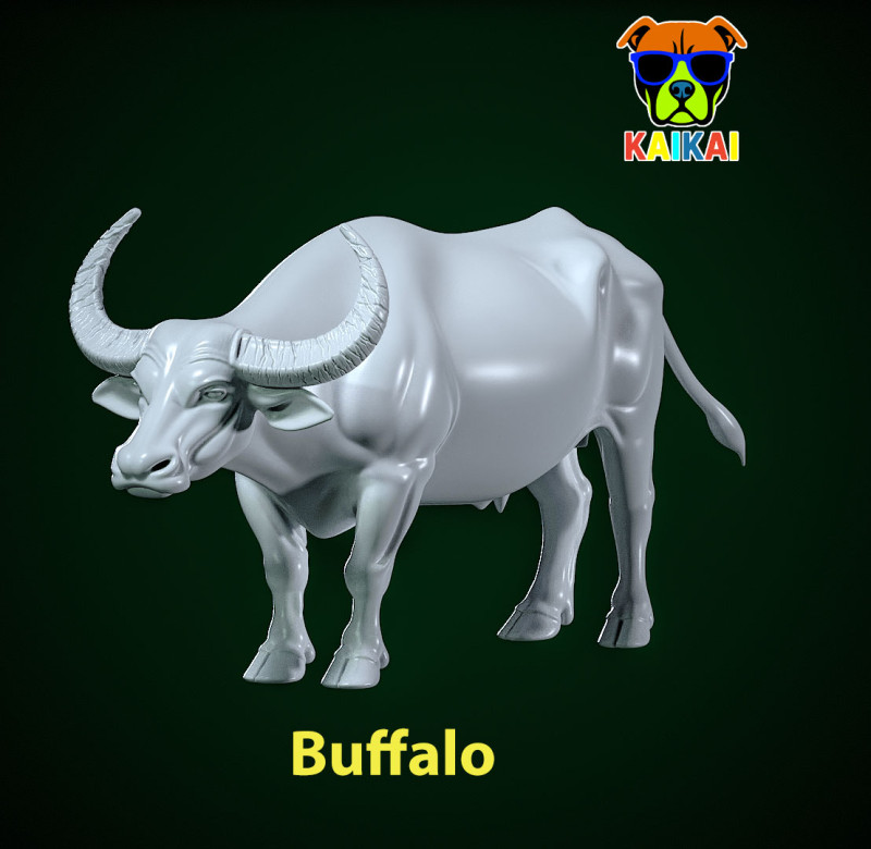 Buffalo model - water buffalo statue - 3D print Modelo de impresión 3D .c4d .max .obj .3ds .fbx .stl .blend