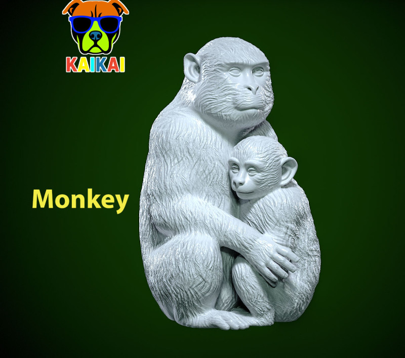 Monkey family model - monkey statue - 3D print 3D 프린트 모델 .c4d .max .obj .3ds .fbx .stl .blend