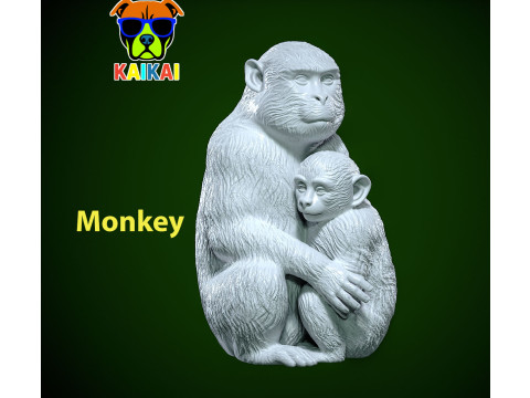 Monkey family model - monkey statue - 3D print 3D Print Model