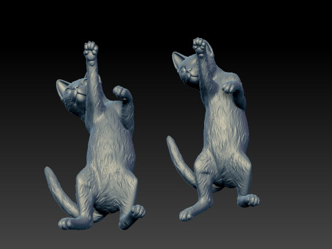 Jumping cat model - statue - 3D print 3D 打印模型