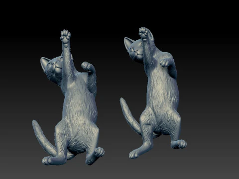 Jumping cat model - statue - 3D print 3D Print Model