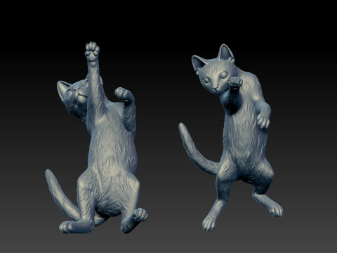 Jumping cat model - statue - 3D print 3D 打印模型