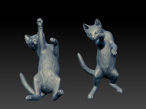 Jumping cat model - statue - 3D print 3D Print Model