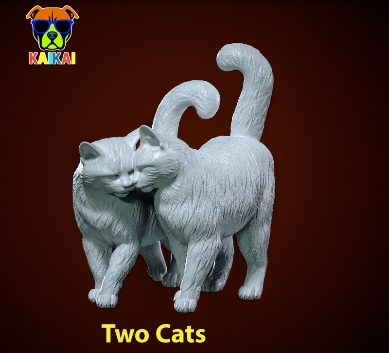 Two cats statue - cat model - statue - 3D print Modelo de Impressão 3D .c4d .max .obj .3ds .fbx .stl .blend
