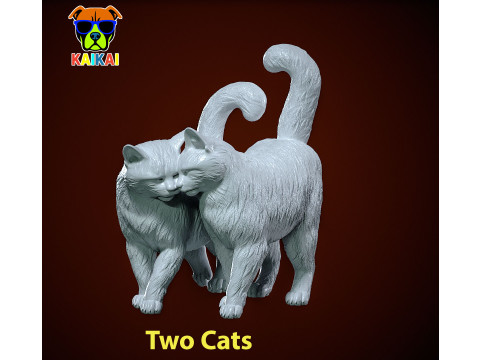 Two cats statue - cat model - statue - 3D print 3D Принт Модель