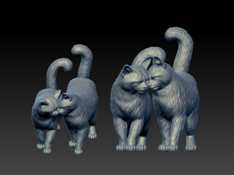 Two cats statue - cat model - statue - 3D print Modelo de Impressão 3D