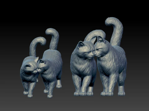 Two cats statue - cat model - statue - 3D print 3D Print Model