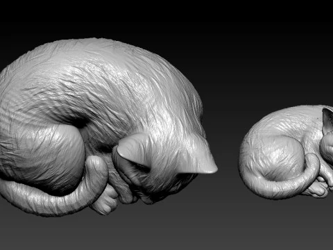Cat sleeping model - cat statue - 3D print 3D Print Model