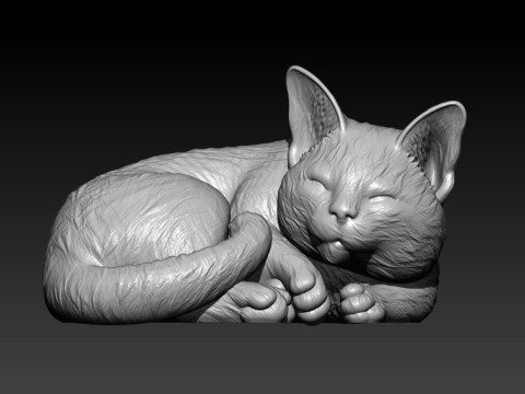 Cat sleeping model - cat statue - 3D print 3D प्रिंट मॉडल