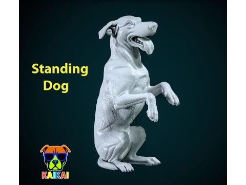 座って立つ犬の像 - 犬のモデル - 3D プリント 3Dプリントモデル