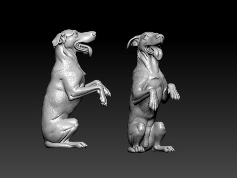 Dog sits and stands statue - Dog model - 3D print 3D Print Model