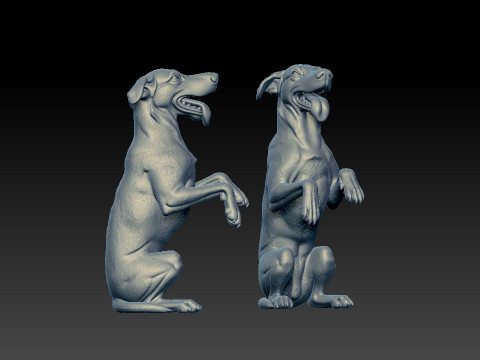 Dog sits and stands statue - Dog model - 3D print 3D Print Model