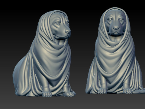 Dog wearing a hoodie model - dog statue - decor - 3D print Modello di stampa 3D