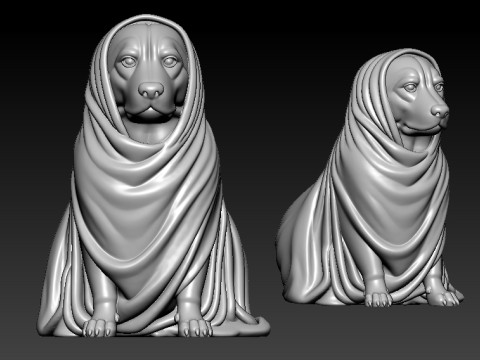 Dog wearing a hoodie model - dog statue - decor - 3D print Modello di stampa 3D