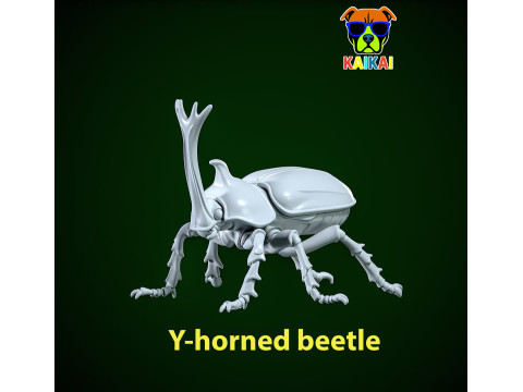 Y-horned beetle statue - insect model - 3D print 3D 打印模型