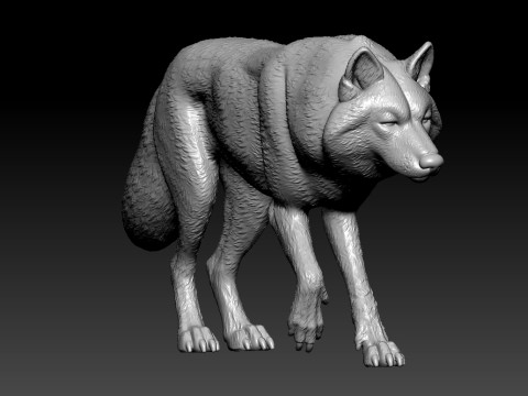 Gray wolf mode - wolf statue - decor - 3D print 3D Baskı Modeli