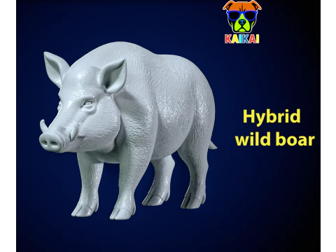 Model van een wild zwijn - hybride everzwijnbeeld - 3D-print 3D printmodel