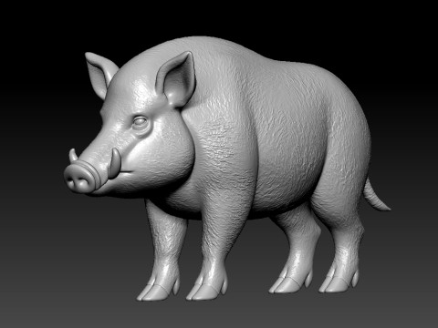 Wild boar model - hybrid wild boar statue - 3D print 3D-printmodel