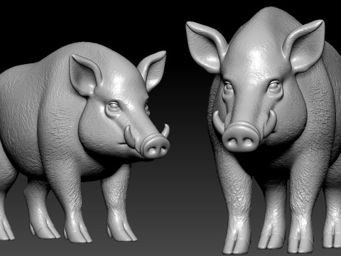 Wild boar model - hybrid wild boar statue - 3D print 3D-printmodel
