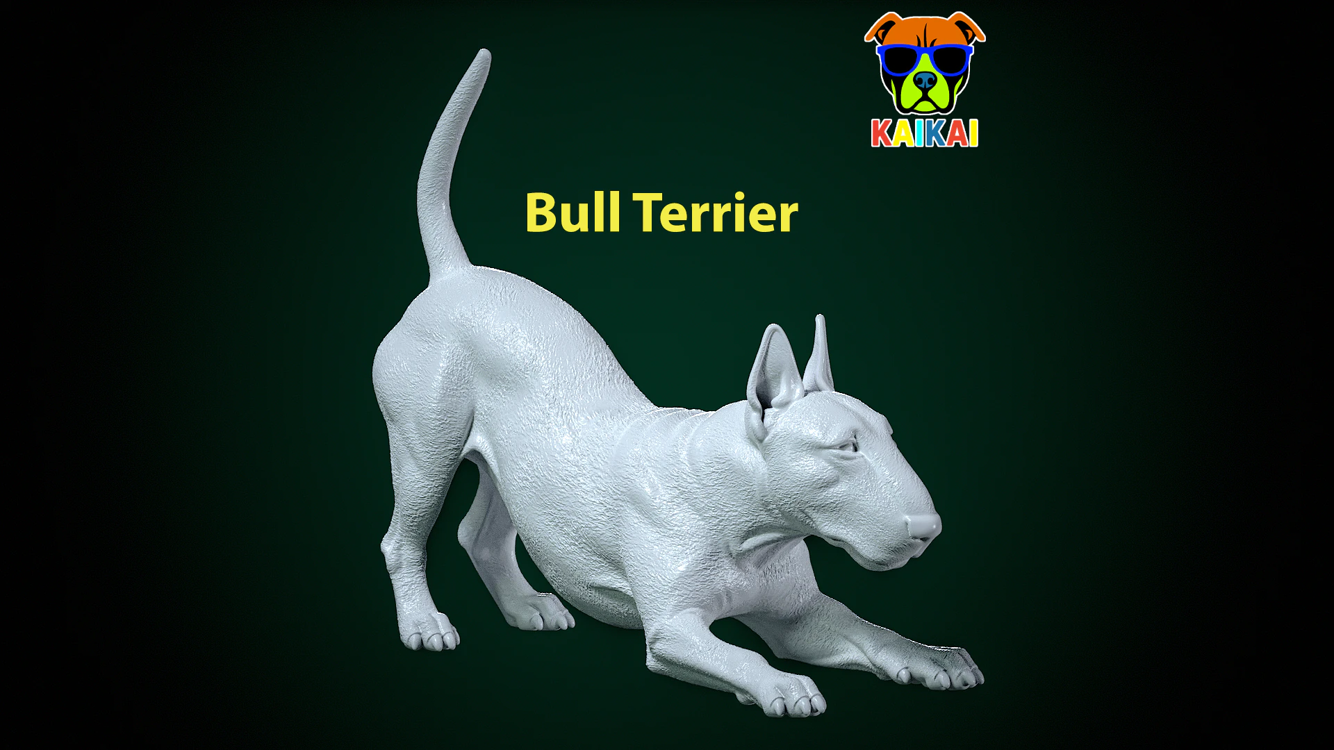 Bull Terrier Dog model - Bully Dog statue - 3D print 3D Print Model .c4d .max .obj .3ds .fbx .stl .blend 