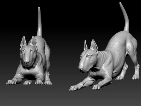 Bull Terrier Dog model - Bully Dog statue - 3D print 3D Print Model