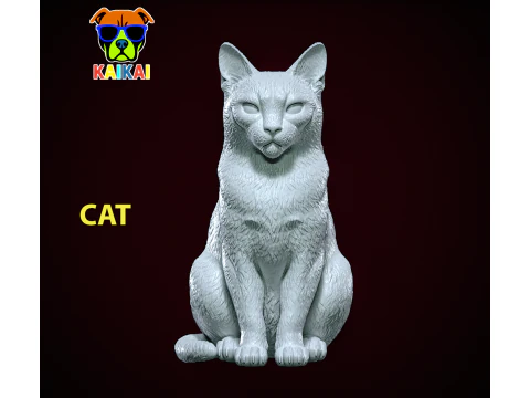 Modelo de gato sentado - decora&ccedil;&atilde;o - impress&atilde;o 3D Modelo de Impressão 3D
