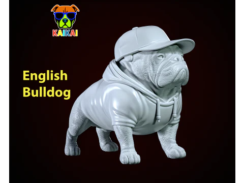 Bulldog modeli - amerika kabadayı k&ouml;peği kentsel hisler dekoru 3D Baskı Modeli
