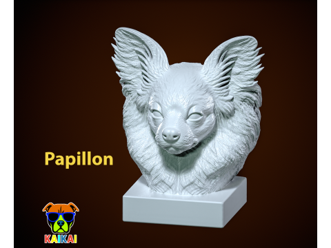 Papillon dog head Urban vibes decor Modello di stampa 3D