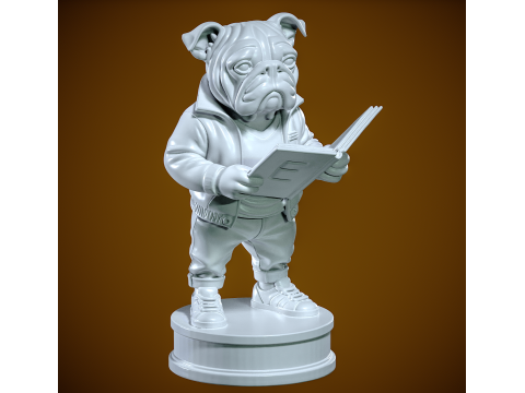 Dog reading book urban vibes 3Dプリントモデル