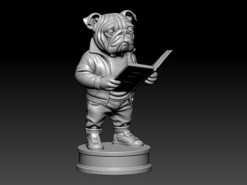 Dog reading book urban vibes 3Dプリントモデル