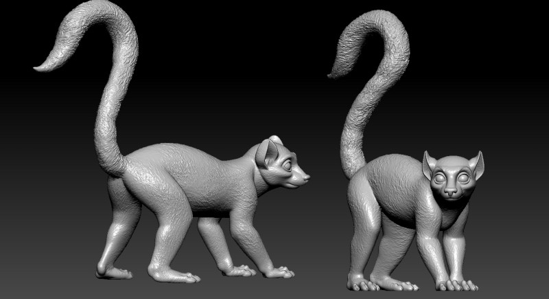 Lemur model - Gibbon statue - 3D print Model Cetak 3D .c4d .max .obj .3ds .fbx .stl .blend