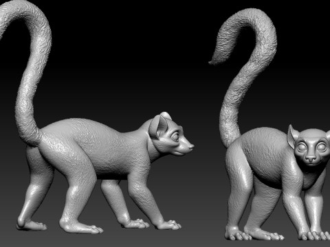 Lemur model - Gibbon statue - 3D print 3D Baskı Modeli