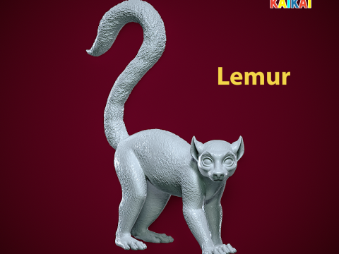 Lemur model - Gibbon statue - 3D print Model Cetak 3D