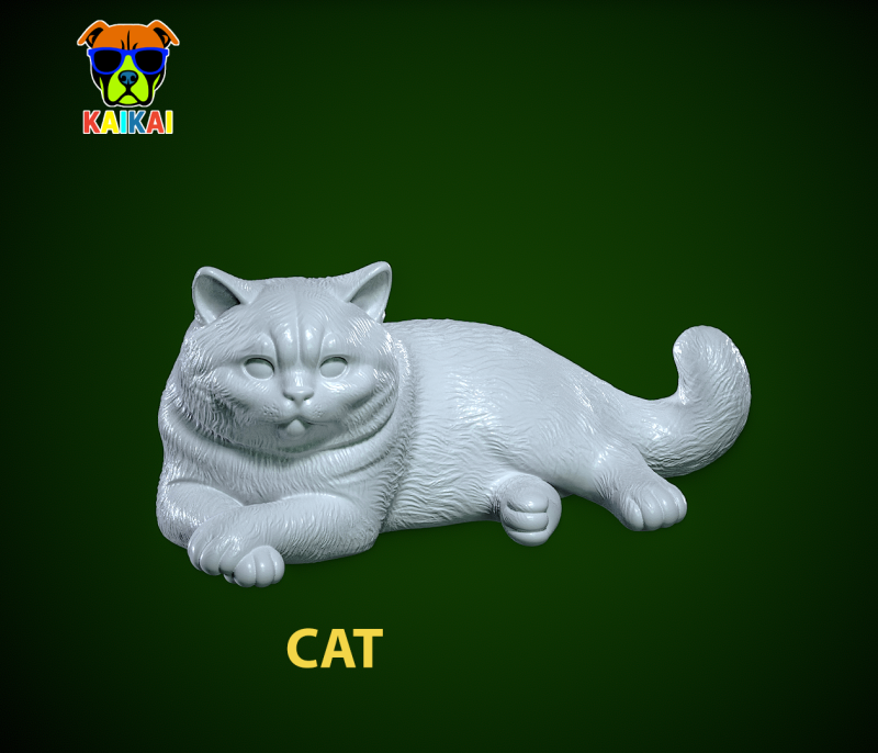 Fat Cat lying down model - 3D print 3Dプリントモデル .c4d .max .obj .3ds .fbx .stl .blend